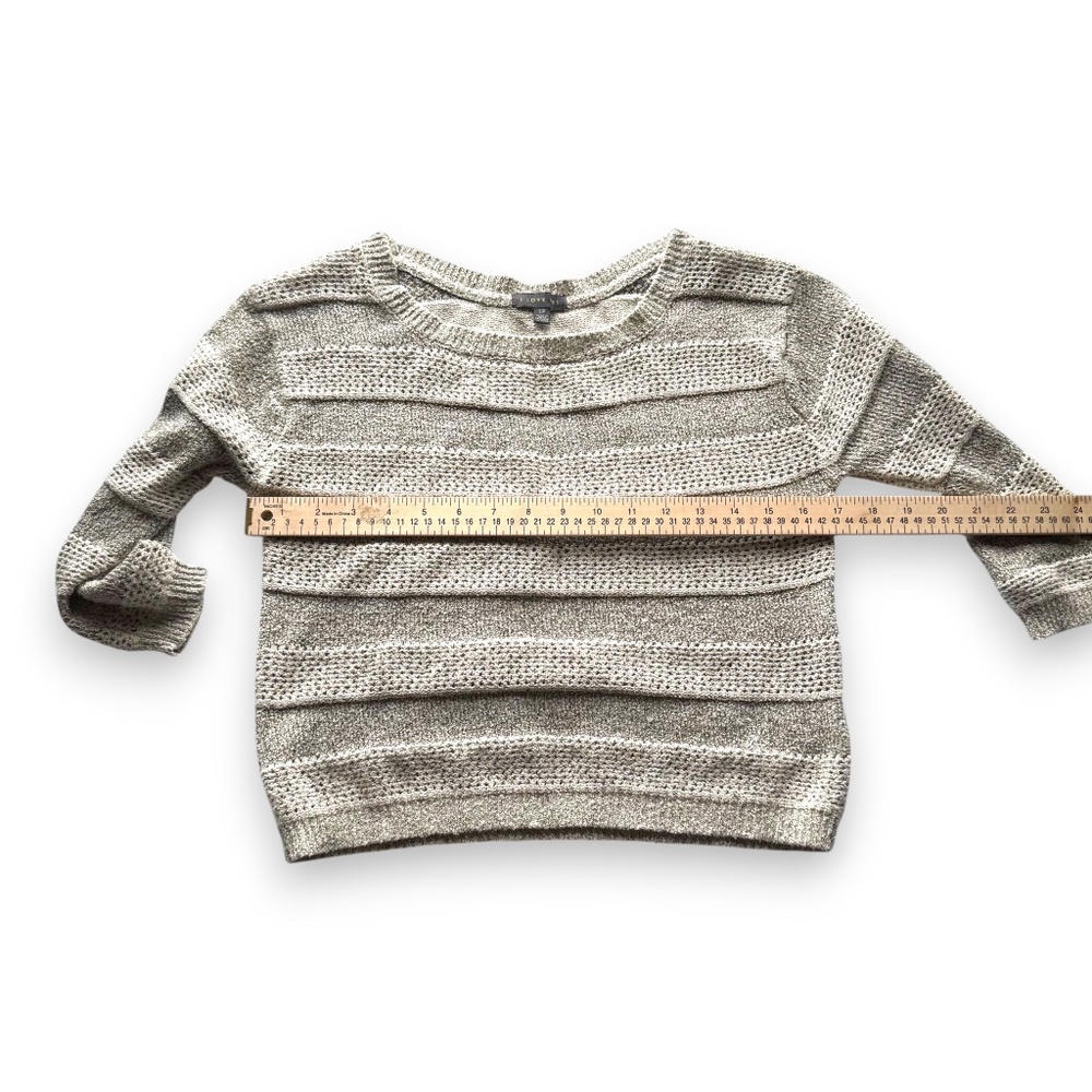 I LOVE H81 FOREVER 21 gray open knit sweater lightweight striped pullover - Picture 7 of 9
